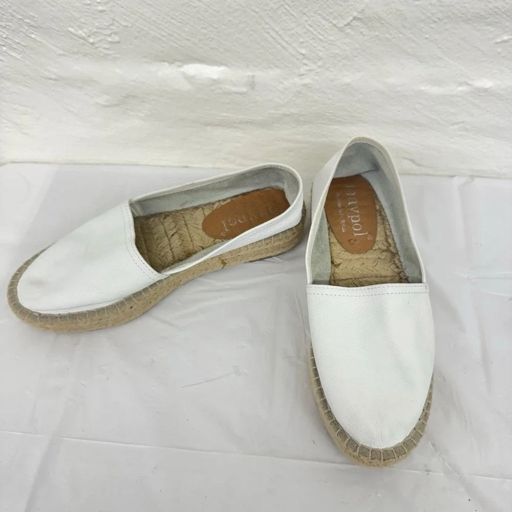 Maypol White Leather Espadrille Shoes Sz. 39. Us 8.5‎ Summer Spring Easter